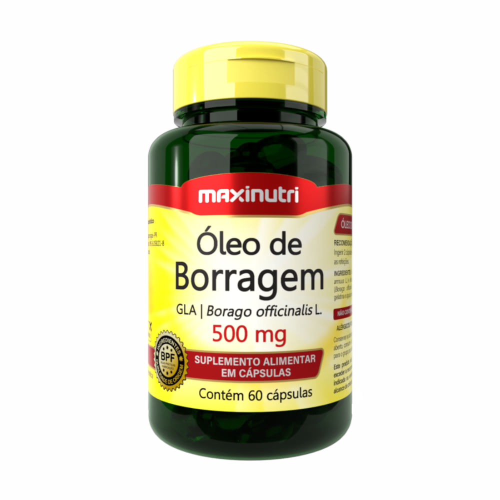 Óleo De Borragem 500mg Maxinutri 60 Cápsulas