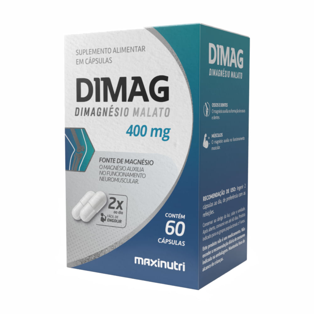DIMAG DI-MAGNÉSIO MALATO 400MG MAXINUTRI 60 CÁPSULAS