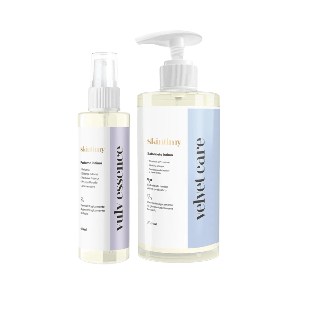 Kit Sabonete Vulv Essence Com Aroma Refrescante + Perfume Íntimo Velvet Care Com Ph Balanceado  Skintimy