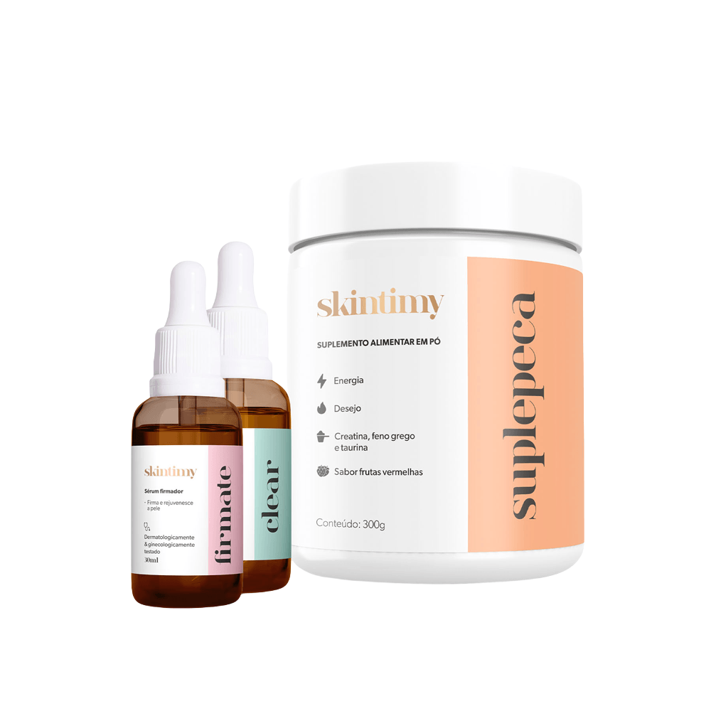 Kit Séruns Íntimos Clareador + Firmador + Suplemento Para Libido E Energia Feminina Suplepeca Skintimy