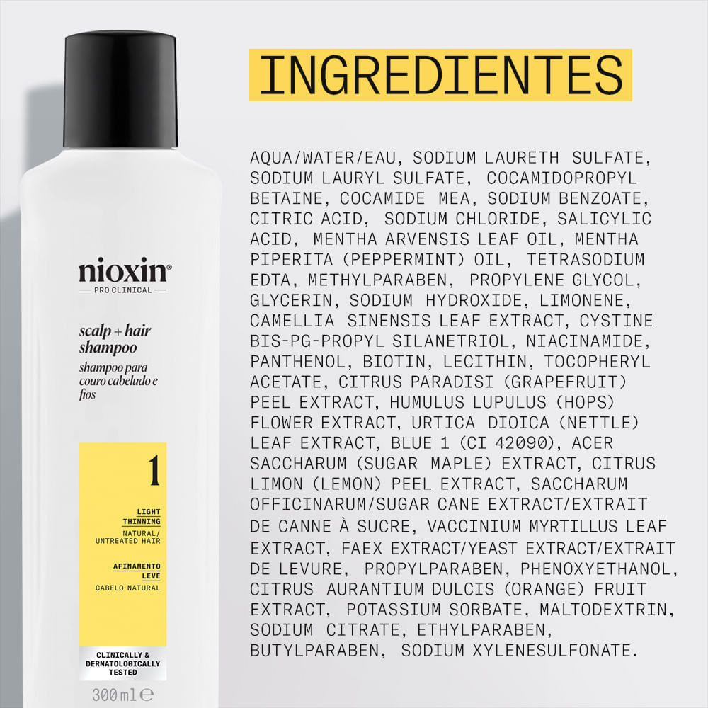 Shampoo para Cabelo Natural com Afinamento Leve Sistema 1 Nioxin 300ml