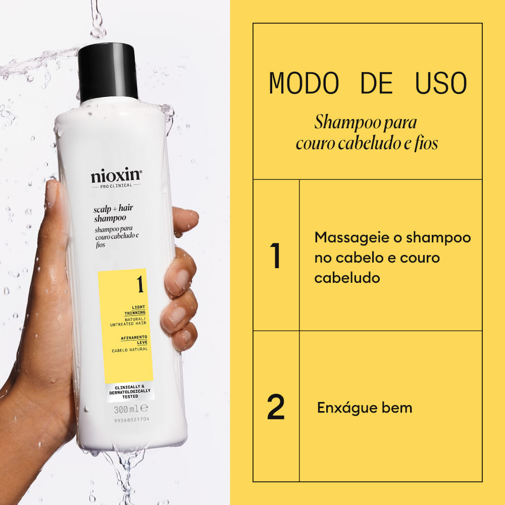 Shampoo para Cabelo Natural com Afinamento Leve Sistema 1 Nioxin 300ml
