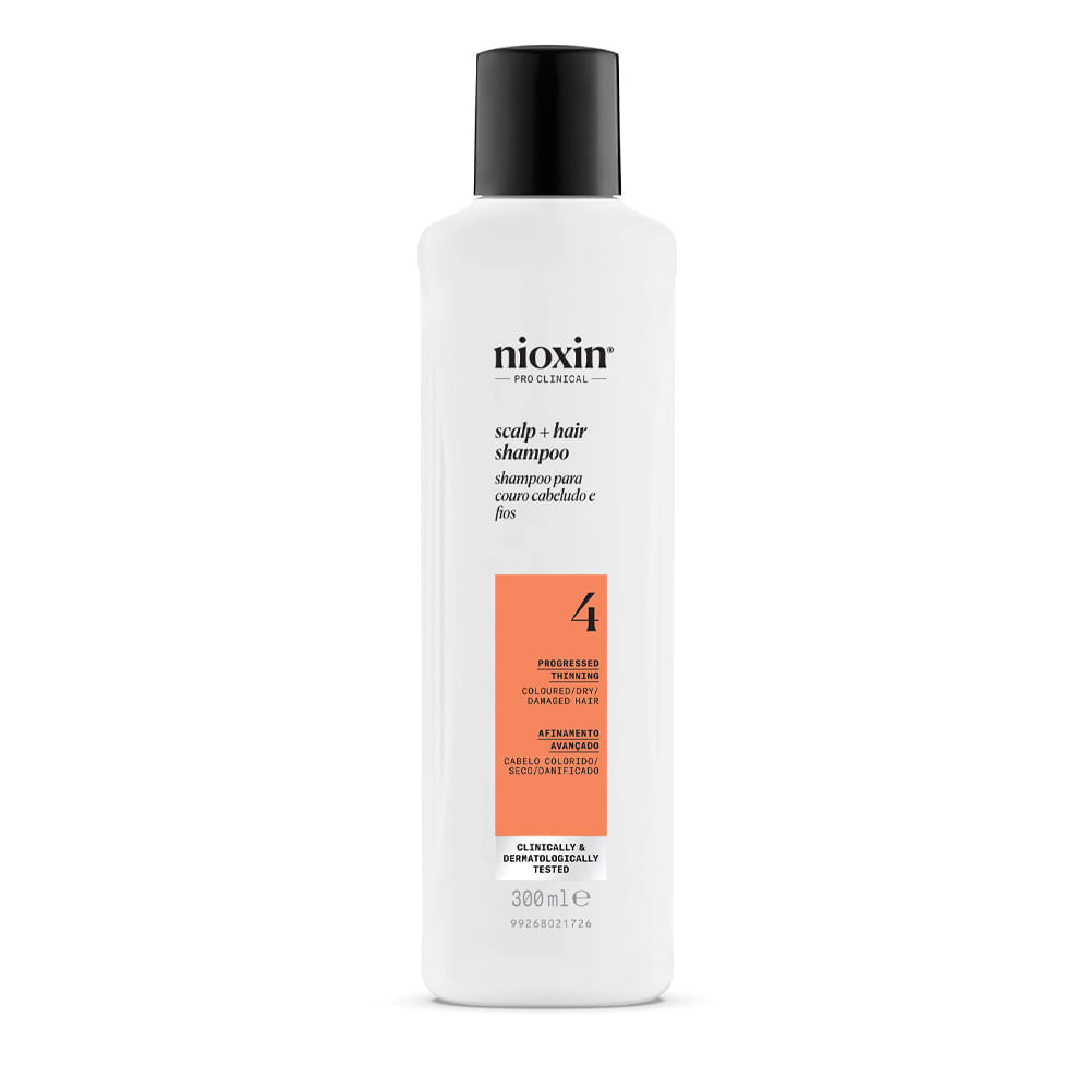 Shampoo Nioxin para Cabelo Colorido, Seco, Danificado com Afinamento Avançado Sistema 4 300 ml