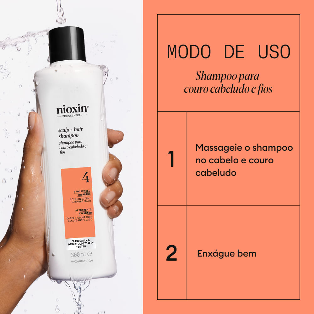 Shampoo Nioxin para Cabelo Colorido, Seco, Danificado com Afinamento Avançado Sistema 4 300 ml