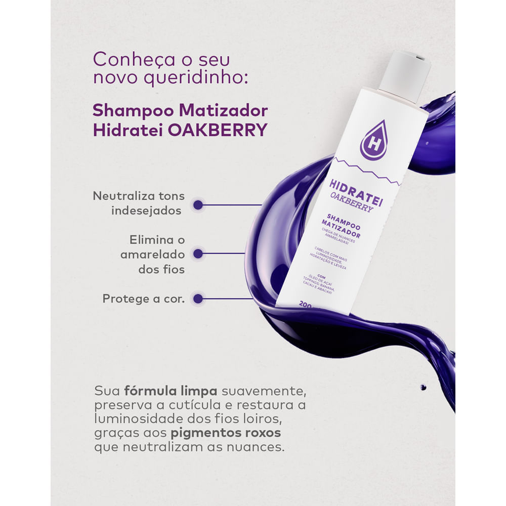 Shampoo Oakberry Matizador Hidratei 200ml
