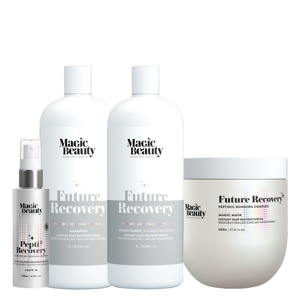 Kit Magic Beauty Future Recovery  Shampoo 1000 ml + Condicionador 1000 ml + Máscara 500 g + Leave In Pepti 120 ml