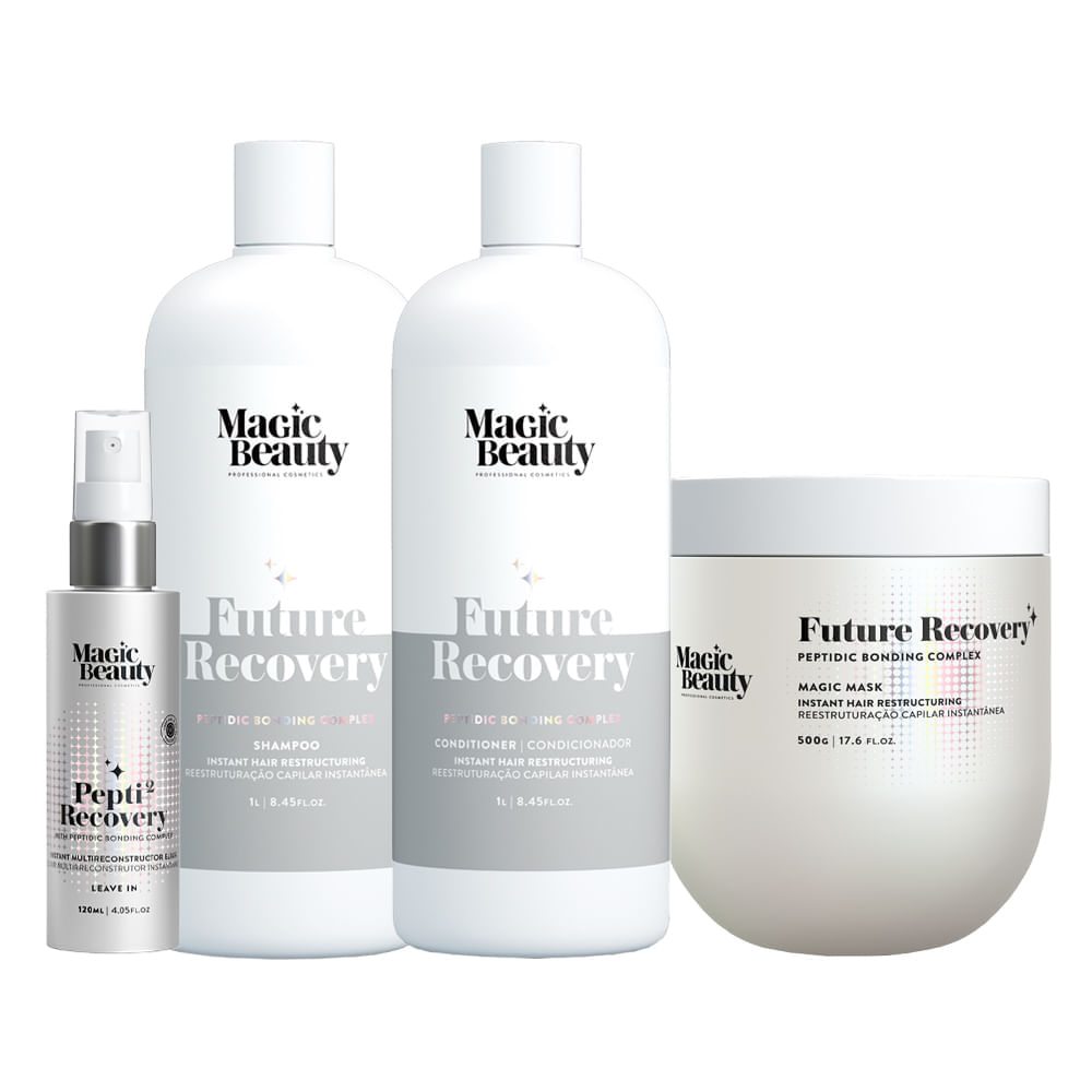 Kit Magic Beauty Future Recovery  Shampoo 1000 ml + Condicionador 1000 ml + Máscara 500 g + Leave In Pepti 120 ml