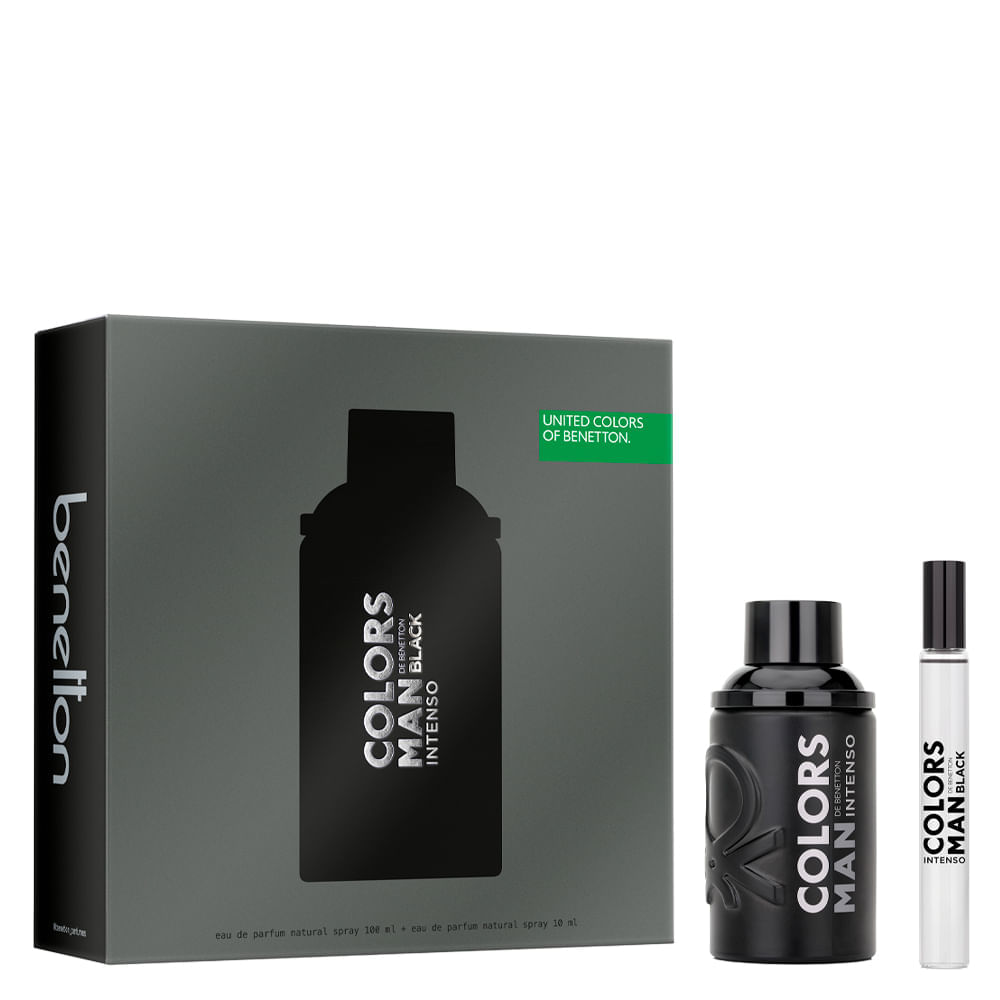 Kit Benetton United Colors Coffret Perfume Man Black Intenso Eau de Parfum Masculino 100ml + Desodorante Spray 150ml