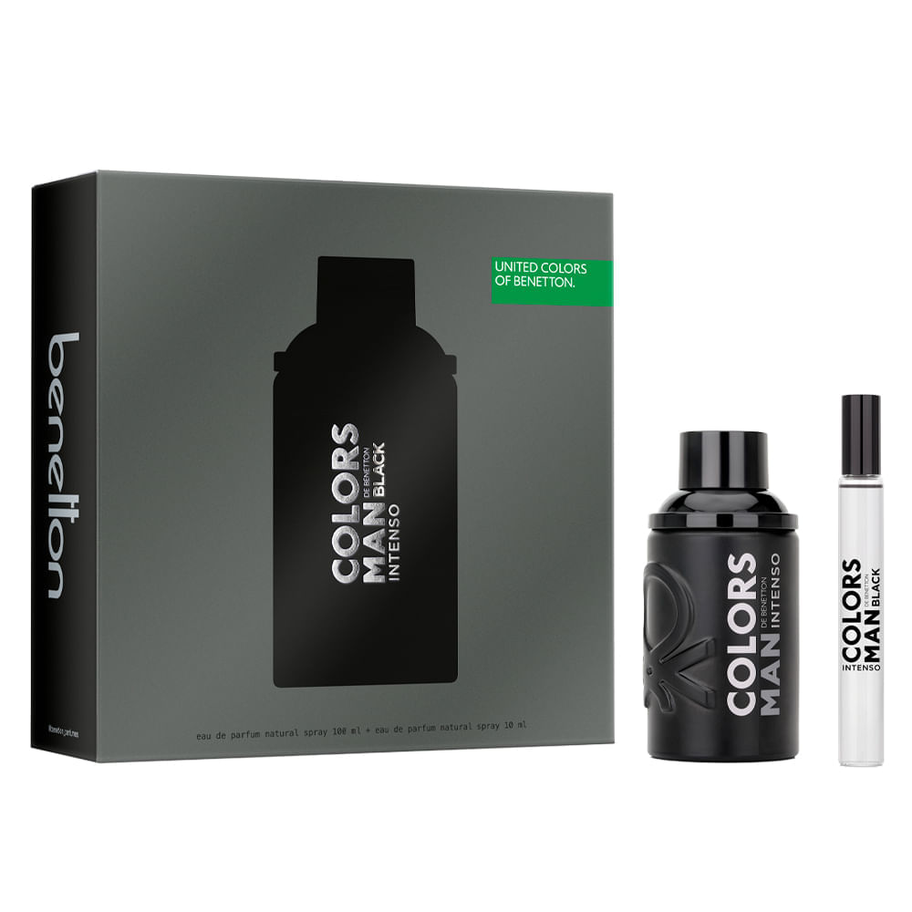 Kit Benetton United Colors Coffret Perfume Man Black Intenso Eau de Parfum Masculino 100ml + Desodorante Spray 150ml
