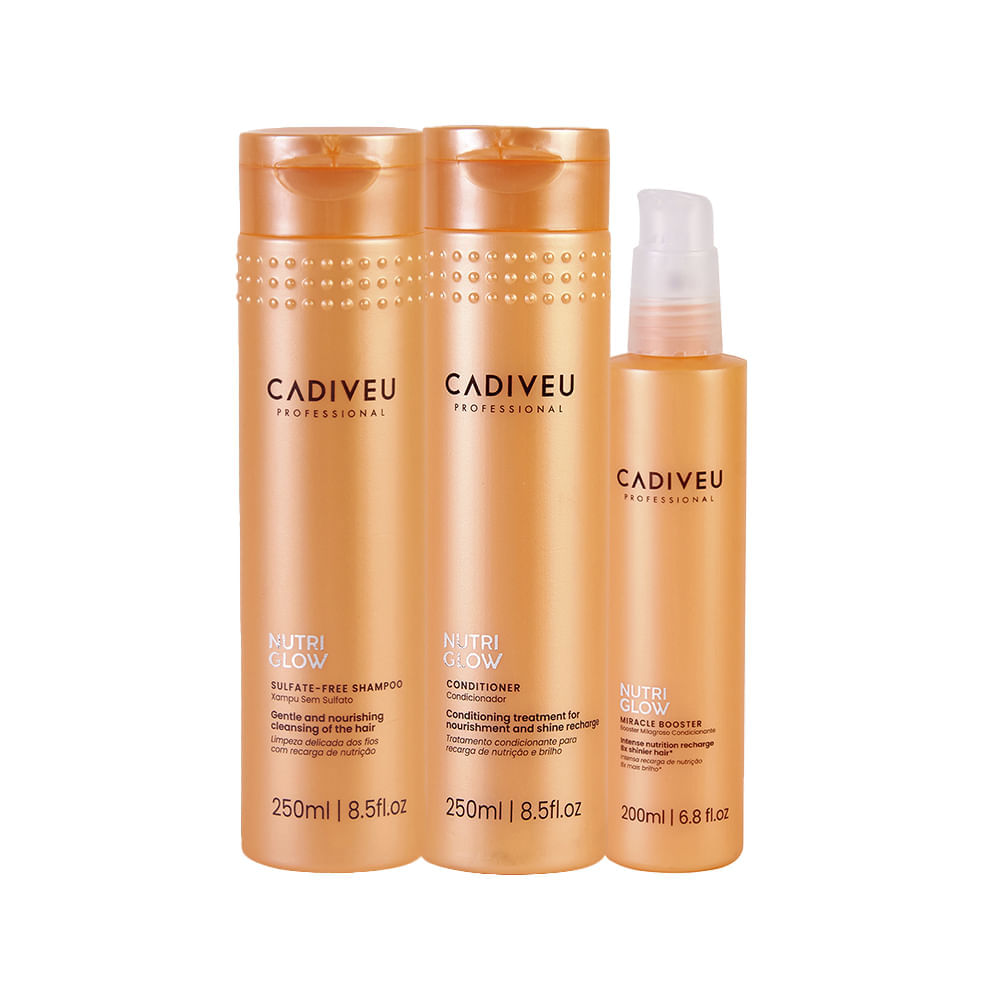 Kit Cadiveu Nutri Glow Shampoo 250ml + Condicionador de Nutrição 250ml + Booster de Nutrição 200ml