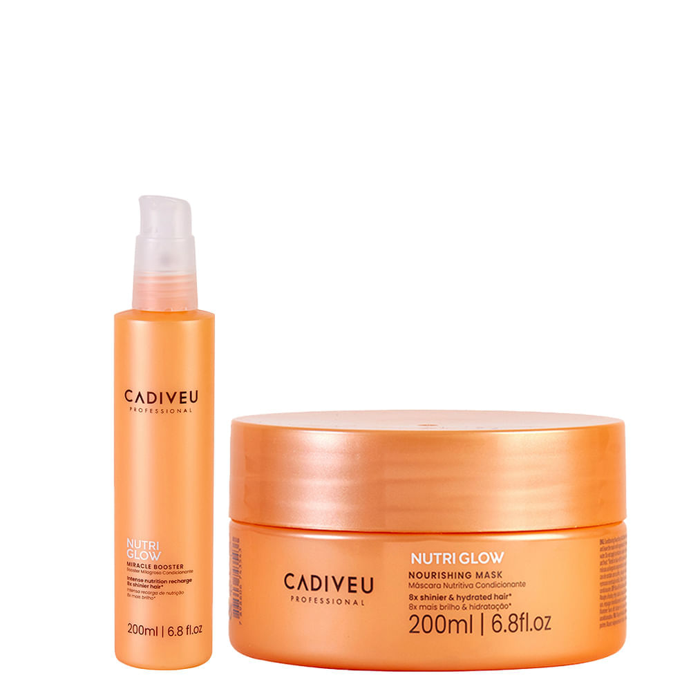 Kit Nutrição Intensiva Cadiveu Professional Nutri Glow Máscara Nutritiva 200ml + Booster Milagroso 200ml