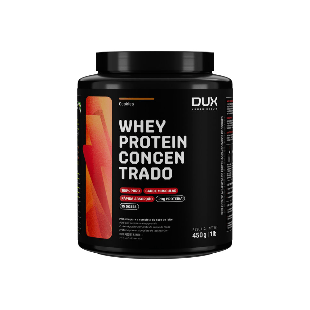 Whey Protein Concentrado Sabor Cookies Pote Dux Nutrition 450g