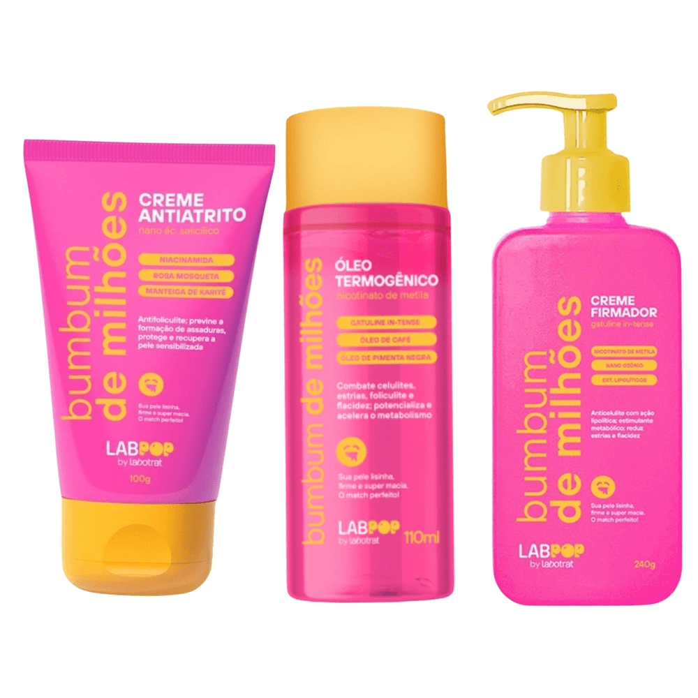 Kit Bumbum De Milhões Creme Antiatrito200g + Firmador 200g + Óleo Labotrat 150ml