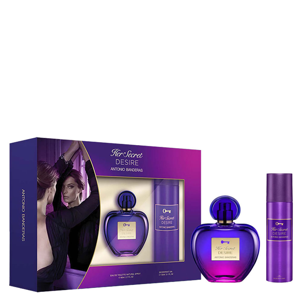 Kit Perfume Banderas Her Secret Desire Feminino Eau De Toilette 80 Ml + Desodorante 150 Ml