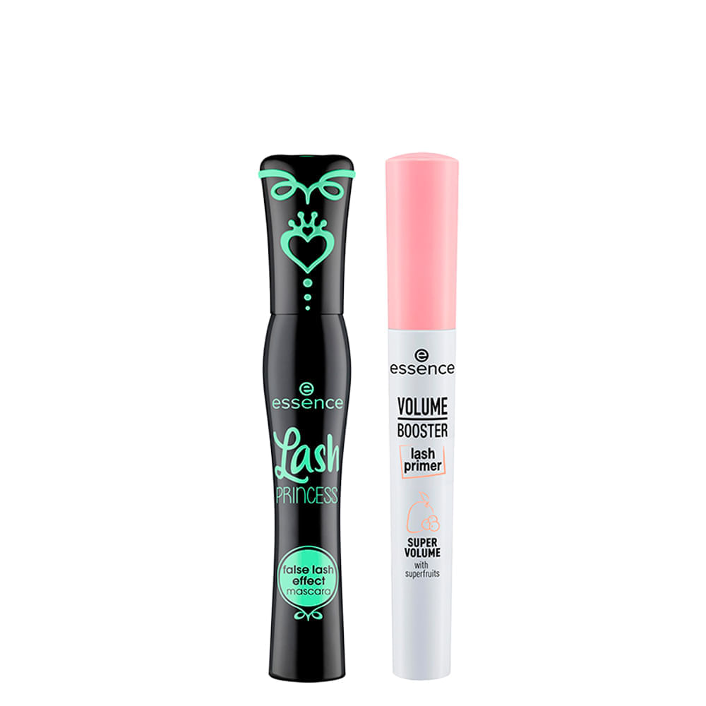 Kit Essence Máscara para Cílios Lash Princess Preta 12ml + Primer de Cílios Volume Booster Branco 7ml