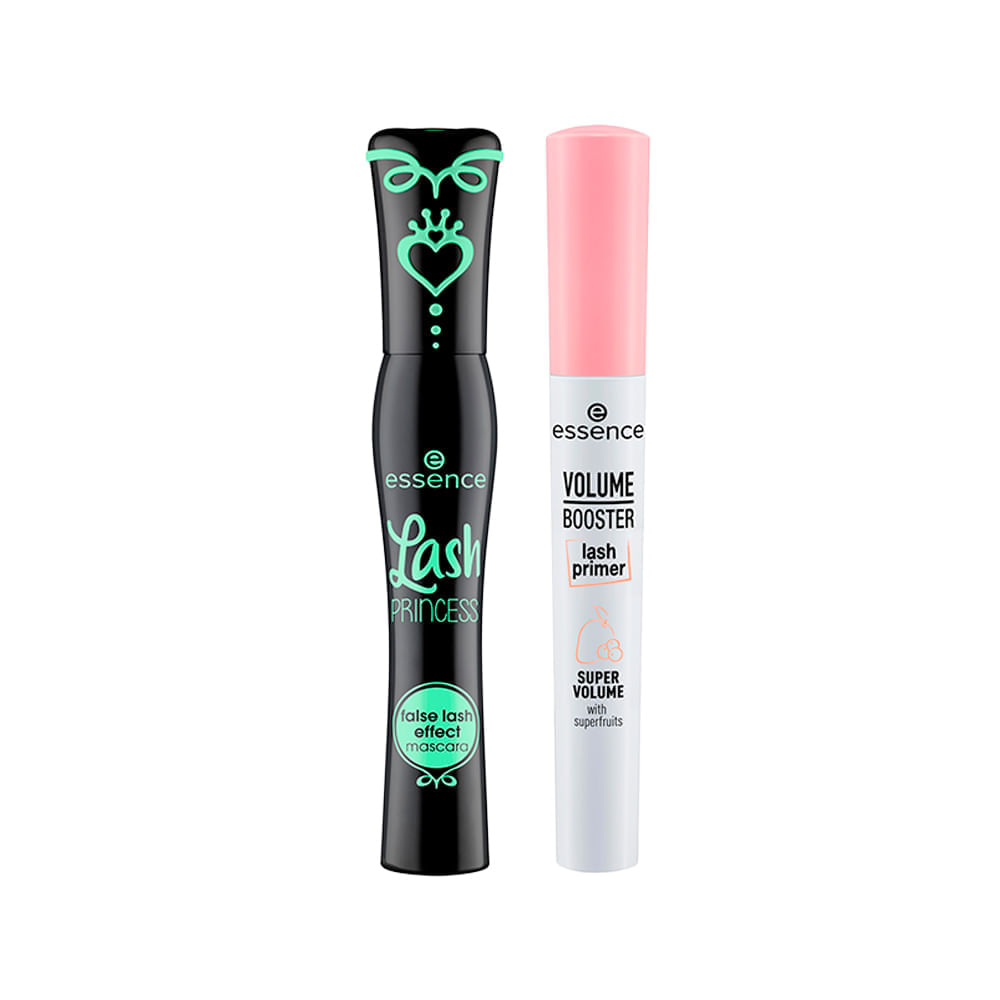 Kit Essence Máscara para Cílios Lash Princess Preta 12ml + Primer de Cílios Volume Booster Branco 7ml