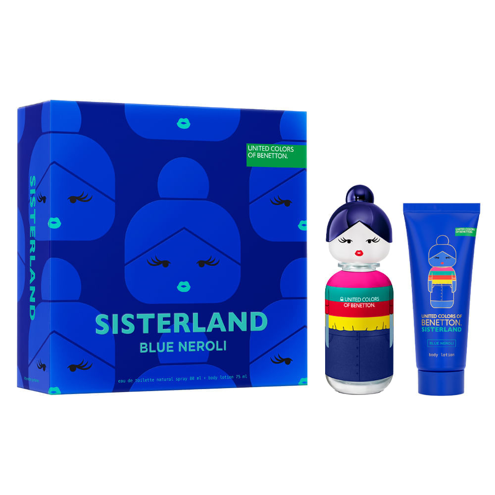 Kit Benetton United Colors Coffret Perfume Sisterland Blue Neroli Eau de Toilette Feminino 80 ml + Creme Corporal 75 ml