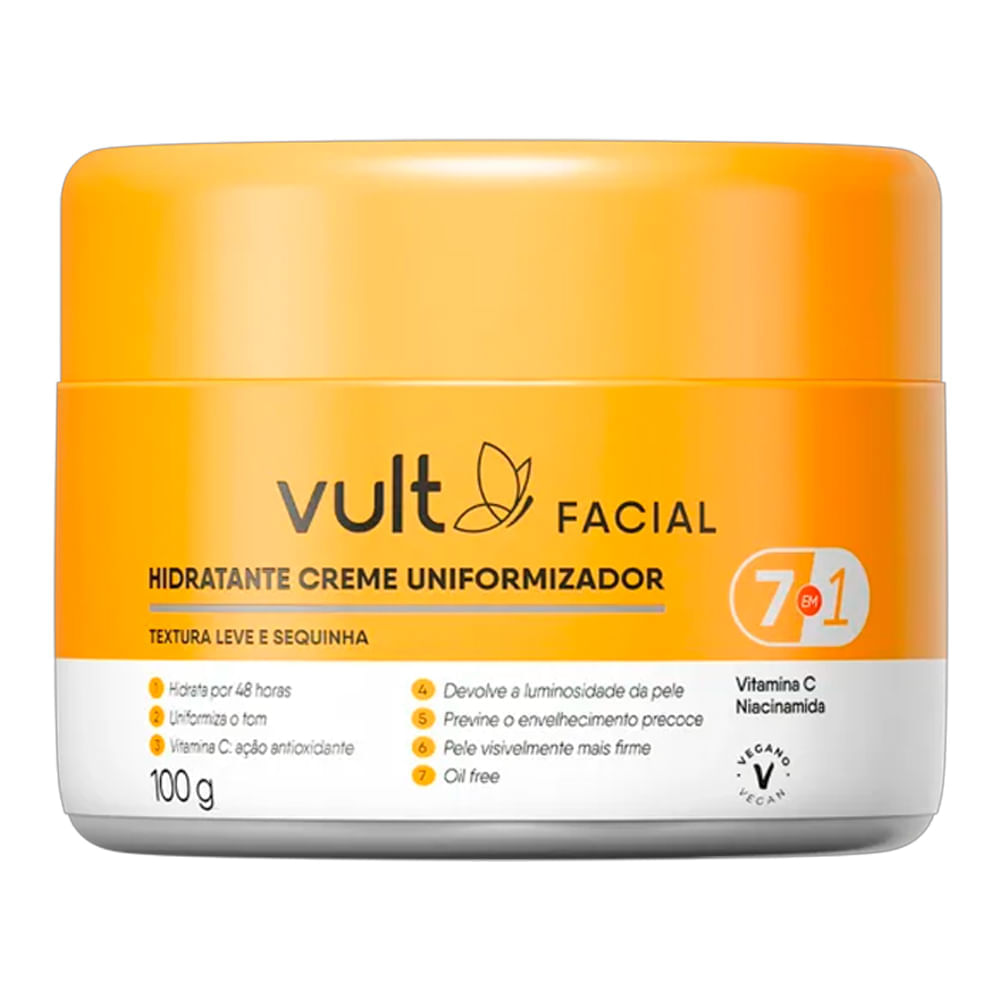 Creme Hidratante Uniformizador Facial 7 em 1 Vult 100g