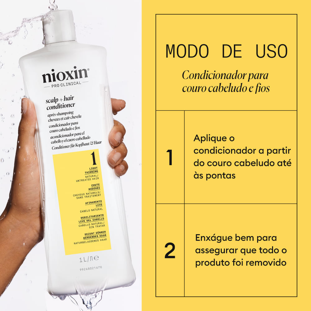 Condicionador Nioxin Cabelo Natural com Afinamento Leve Sistema 1 1000 ml