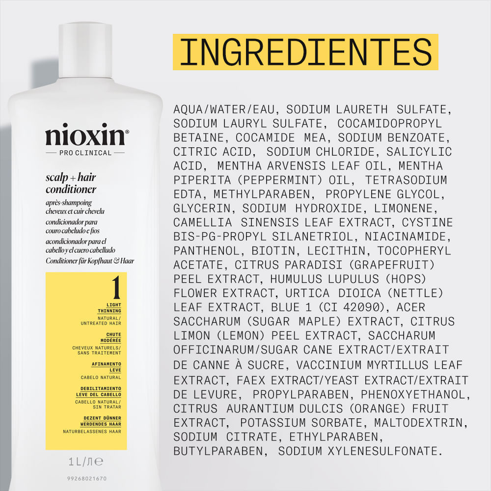 Condicionador Nioxin Cabelo Natural com Afinamento Leve Sistema 1 1000 ml