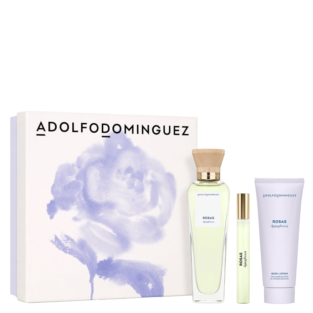 Kit Adolfo Dominguez Aguafresca Rosas Feminino Eau De Toilette 120 Ml + Hidratante Corporal 75 Ml + Miniatura 10 Ml