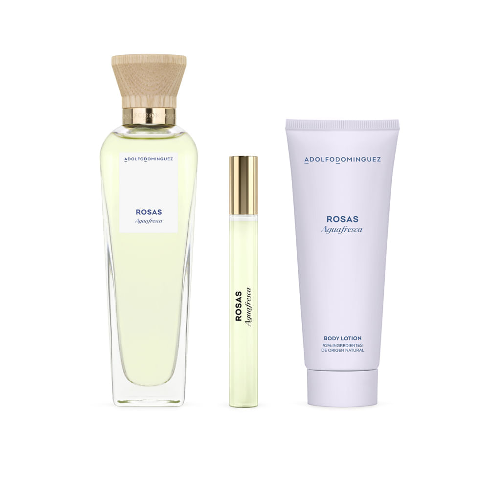 Kit Adolfo Dominguez AguaFresca Rosas Feminino Eau de Toilette 120 ml + Hidratante Corporal 75 ml + Miniatura 10 ml
