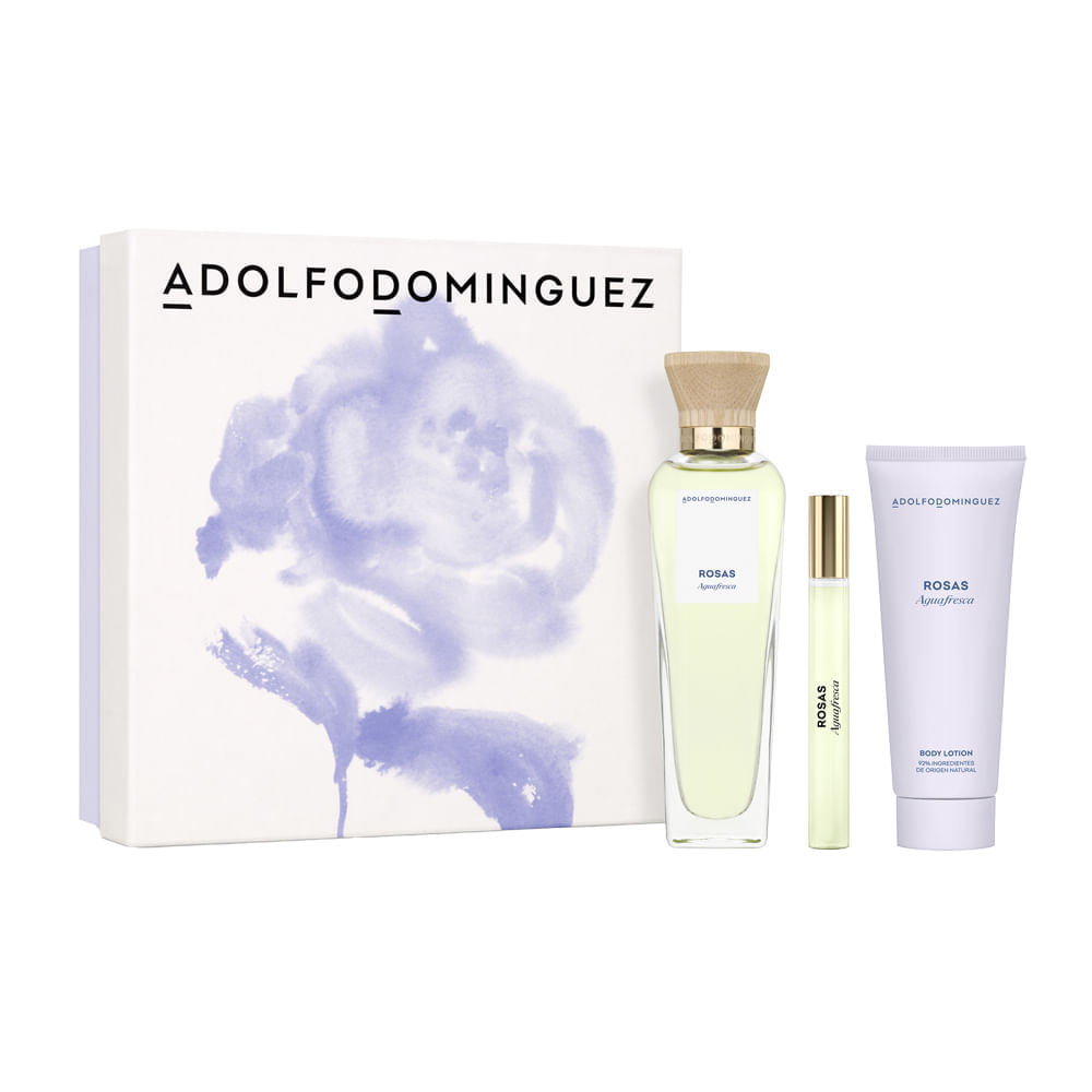 Kit Adolfo Dominguez AguaFresca Rosas Feminino Eau de Toilette 120 ml + Hidratante Corporal 75 ml + Miniatura 10 ml