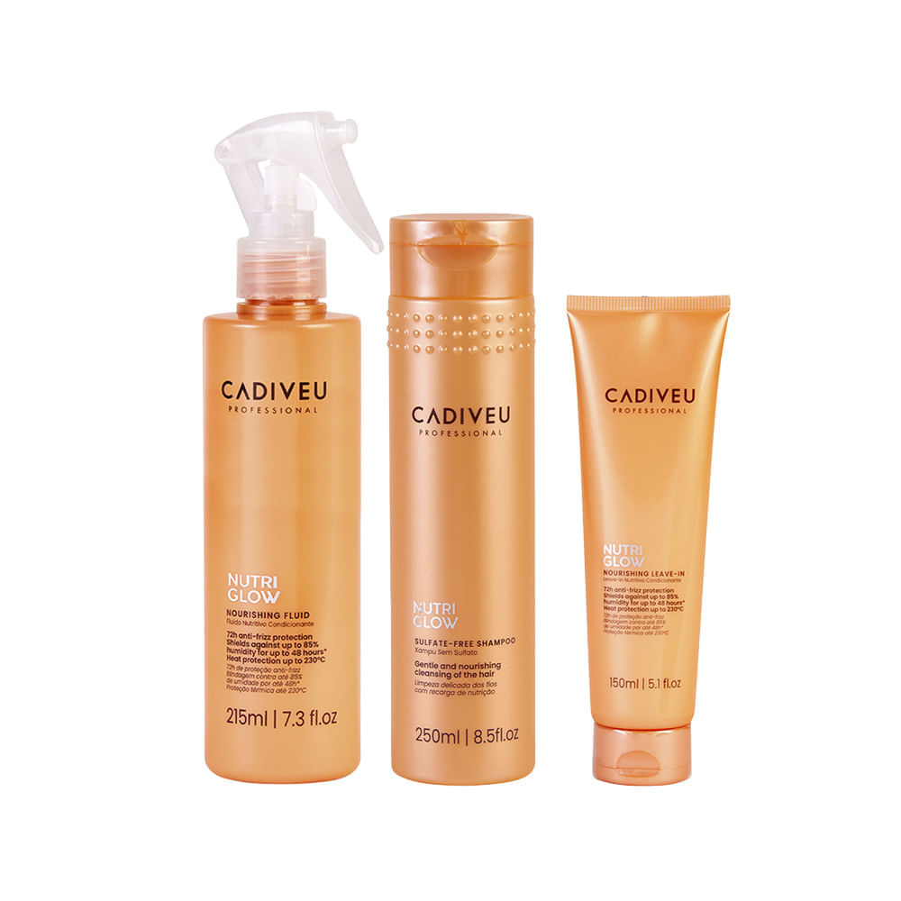 Kit Cadiveu Nutri Glow Shampoo 250ml + Fluído 215ml + Leave-In 150ml