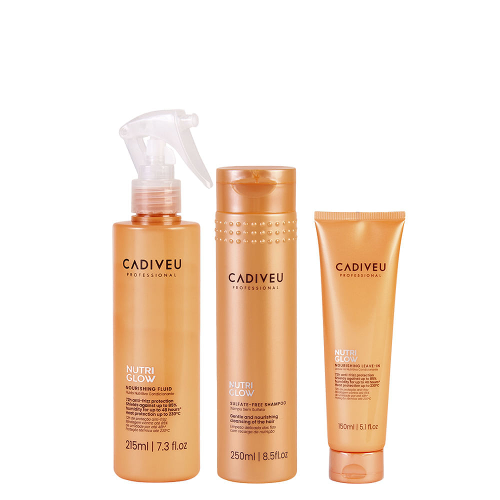 Kit Cadiveu Nutri Glow Shampoo 250ml + Fluído 215ml + Leave-in 150ml