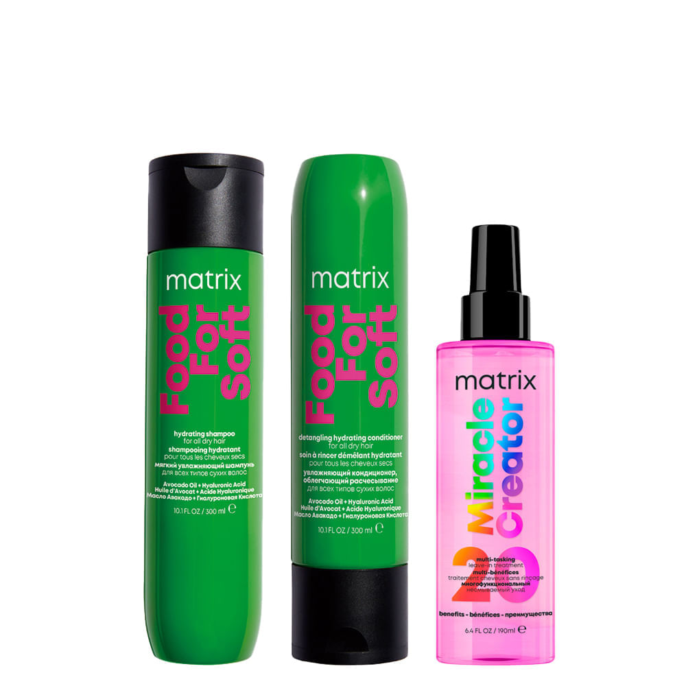 Kit Matrix Food For Soft - 2 Produtos + Miracle Creator Leave-In 200ml