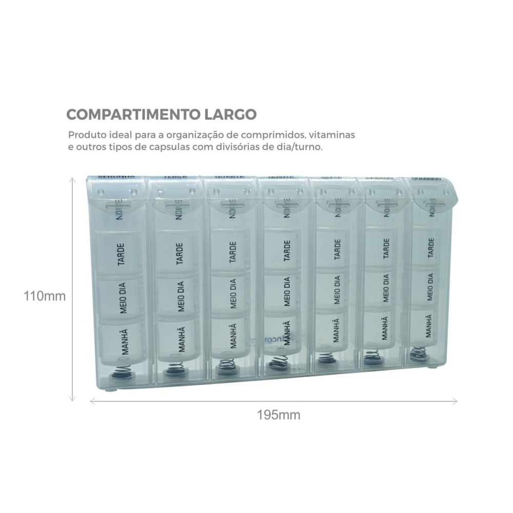 Porta Comprimidos Semanal Turno Translúcido Incoterm