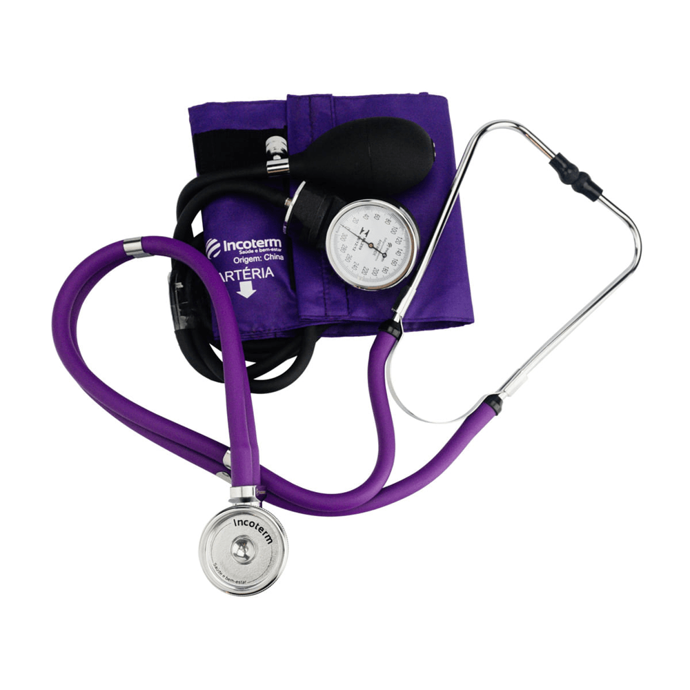Conjunto Estetoscópio E Esfigmomanômetro C200 Incoterm Lilás