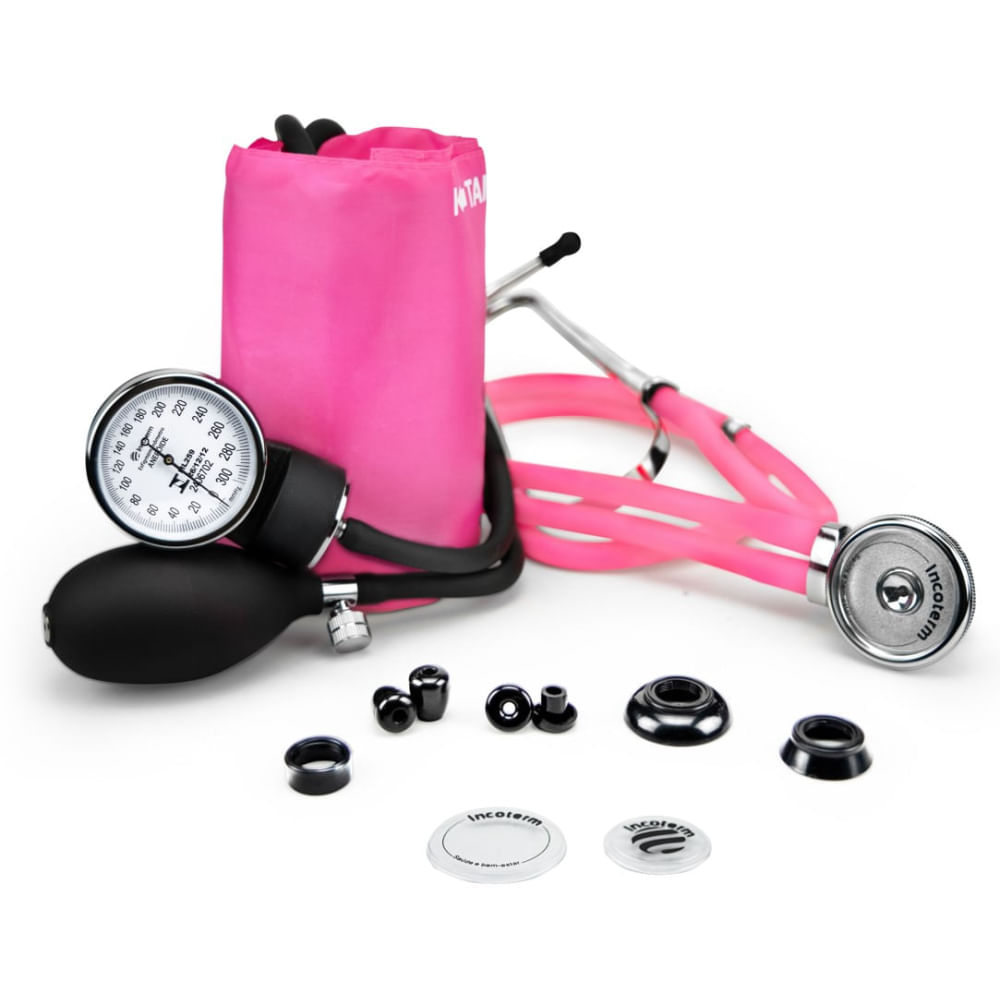 Conjunto Estetoscópio e Esfigmomanômetro Incoterm Pink