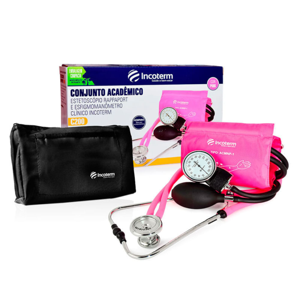 Conjunto Estetoscópio e Esfigmomanômetro Incoterm Pink