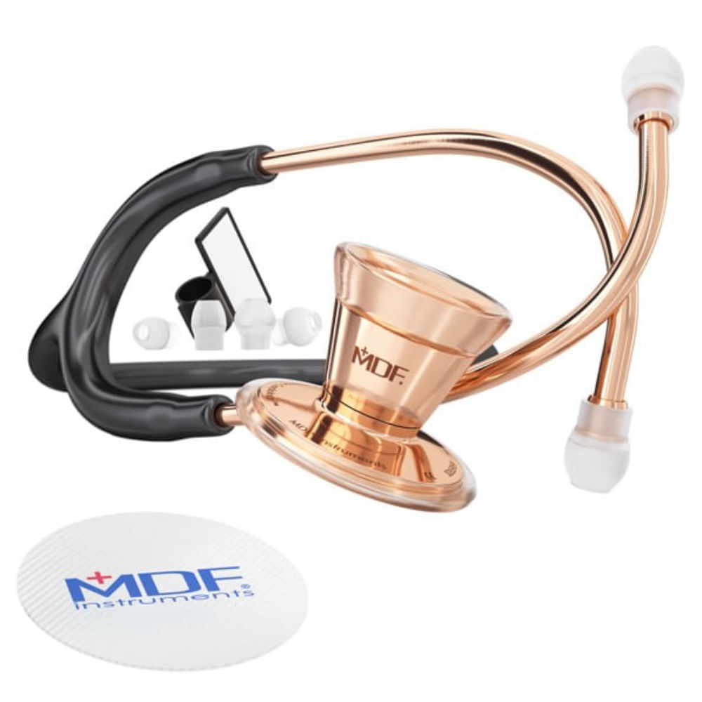 Estetoscópio Cardiology Duplo Rose Gold Black MDF