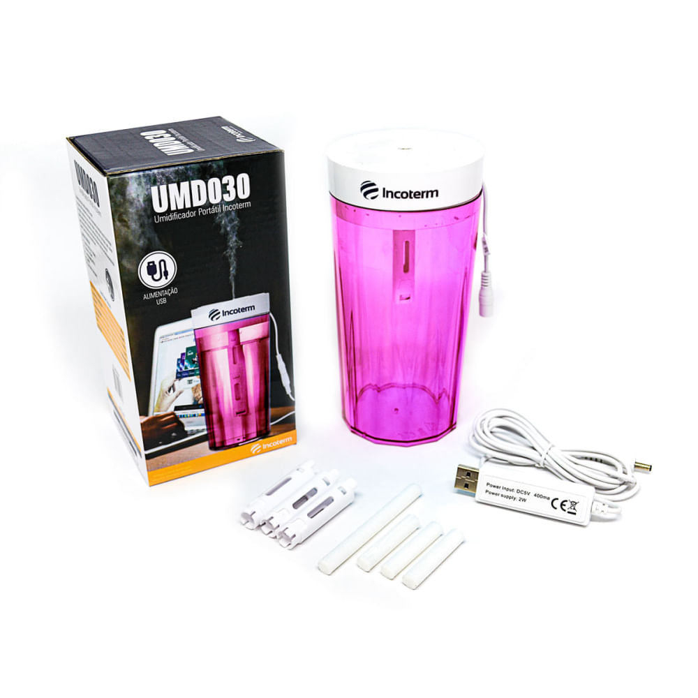 UMIDIFICADOR PORTÁTIL DE MESA PINK INCOTERM