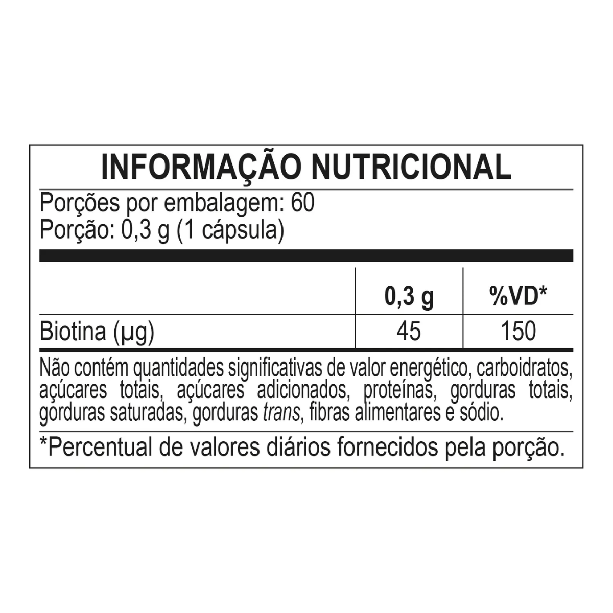 Suplemento Biotina 100% Pura Para Cabelos e Unhas Bodyaction 60 Cápsulas