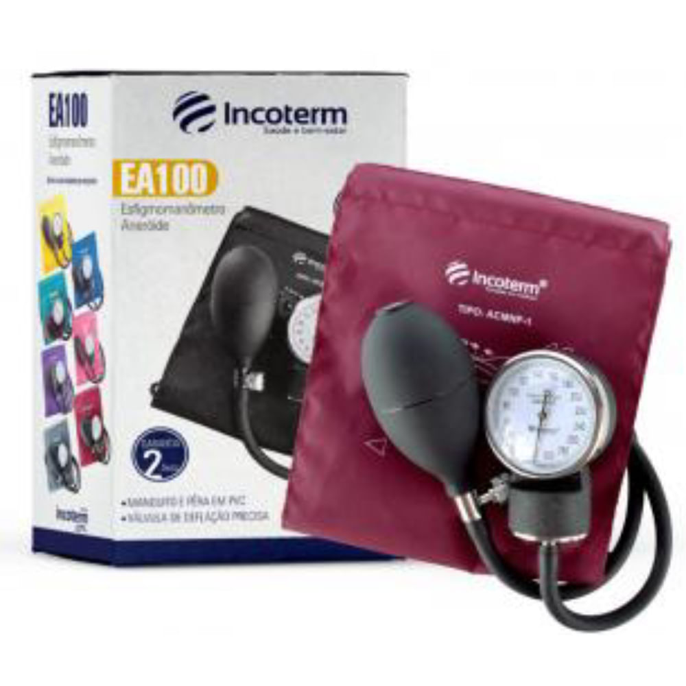 Esfigmomanômetro Aneróide Ea100 Incoterm Bordô