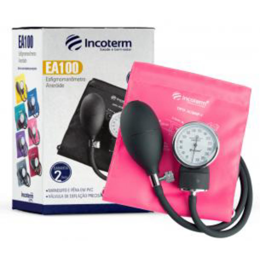 Medidor De Pressão Esfigmomanômetro Aneroide Pink Incoterm