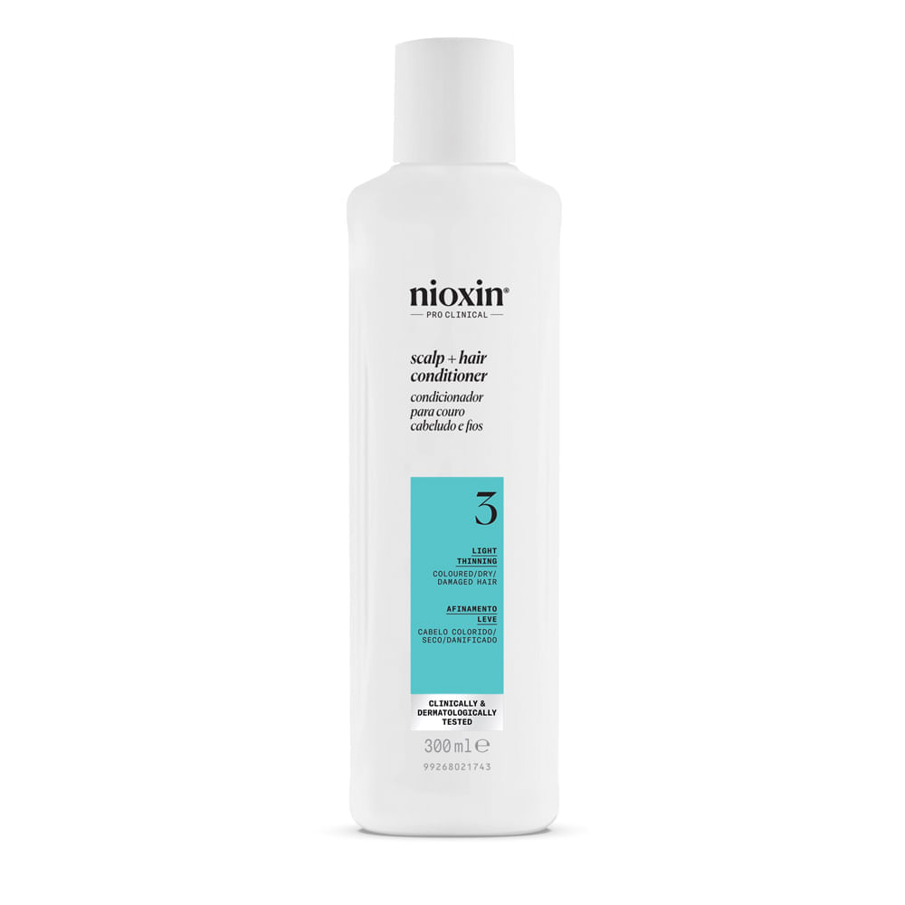 Condicionador Nioxin para Cabelo Colorido, Seco, Danificado Afinamento Leve Sistema 3 300ml