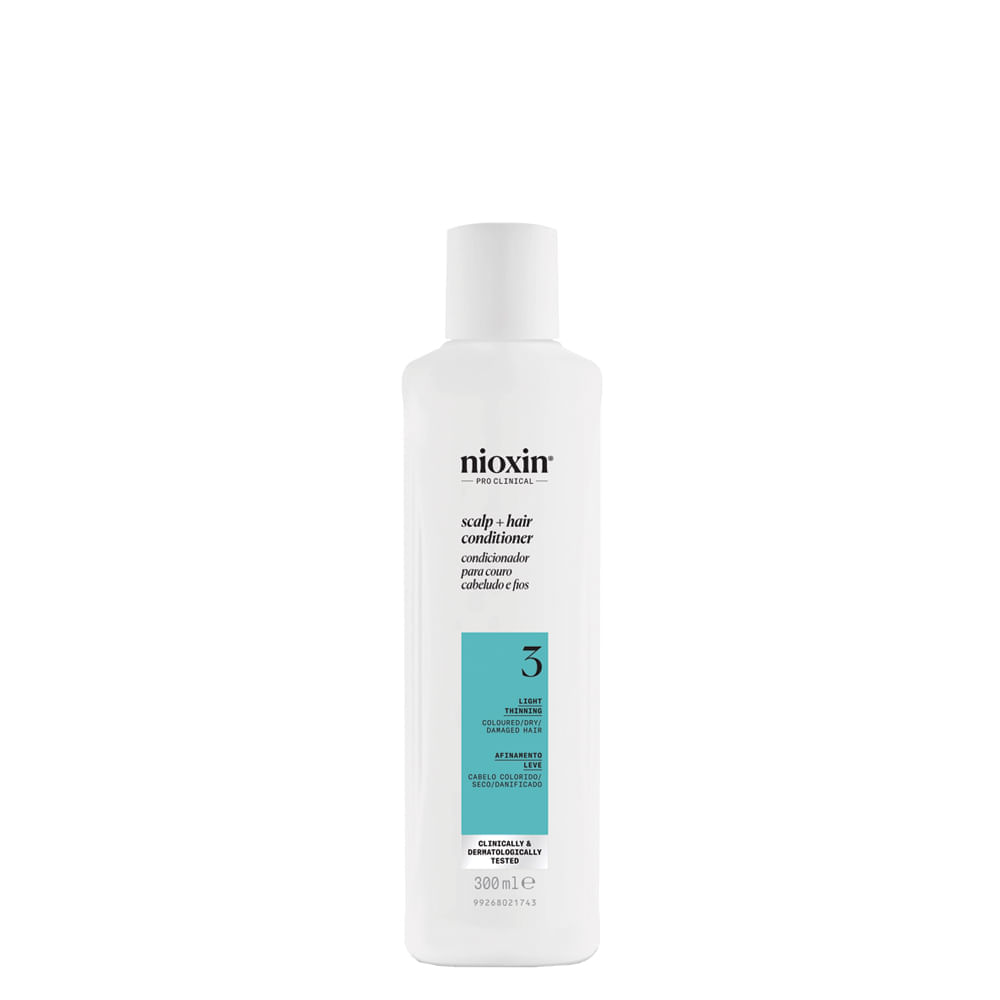 Condicionador Nioxin Para Cabelo Colorido, Seco, Danificado Afinamento Leve Sistema 3 300ml