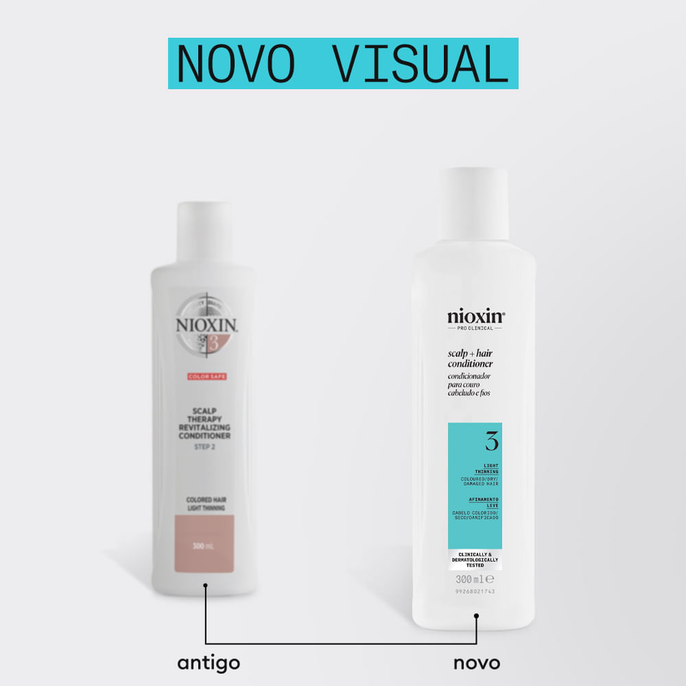 Condicionador Nioxin para Cabelo Colorido, Seco, Danificado Afinamento Leve Sistema 3 300ml