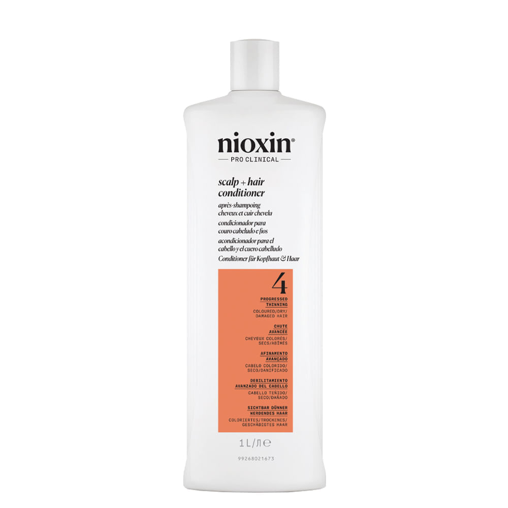 Condicionador Nioxin Cabelo Colorido, Seco, Danificado Afinamento Avançado Sistema 4 1000 Ml
