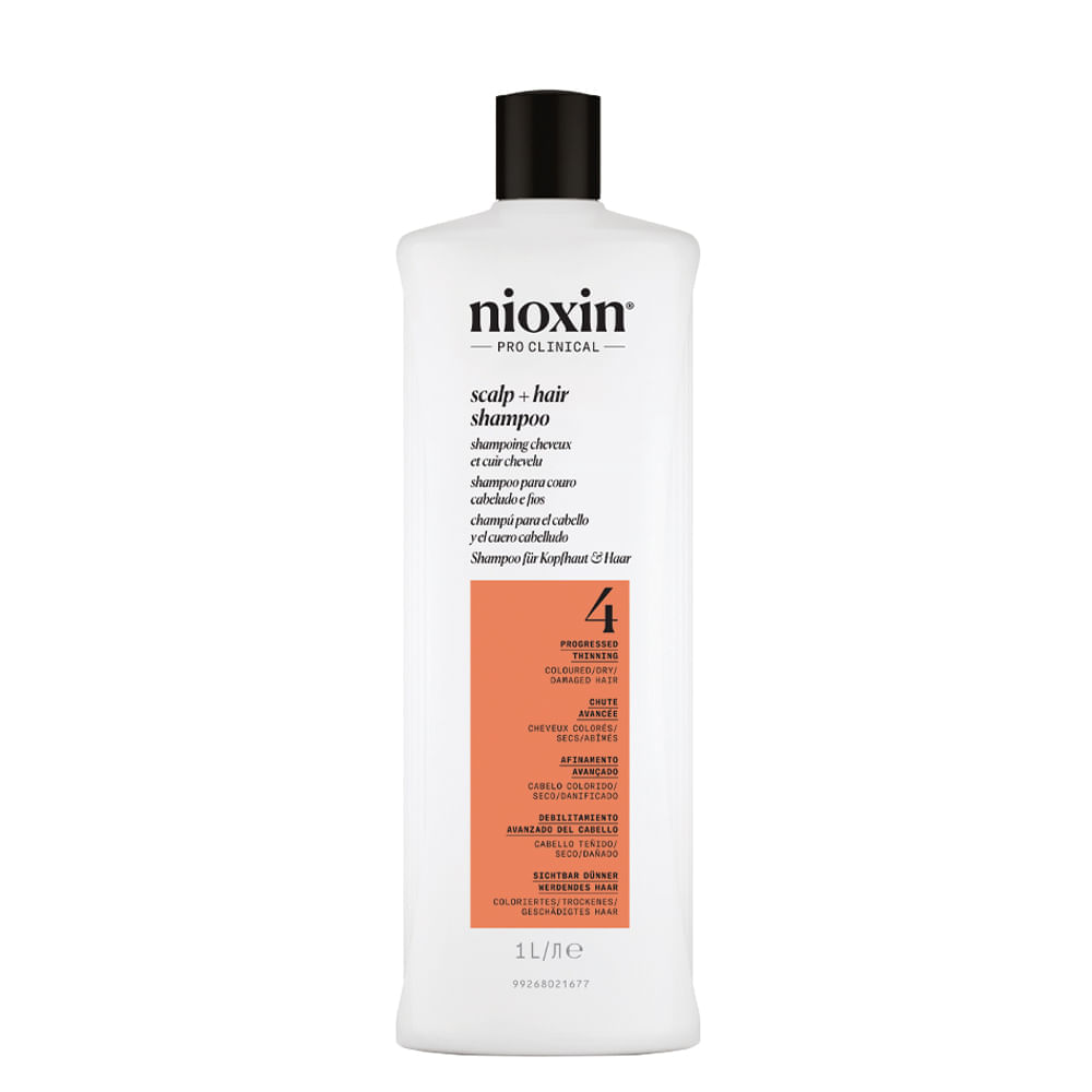 Shampoo Nioxin Para Cabelo Colorido, Seco, Danificado Com Afinamento Avançado Sistema 4 1000 Ml