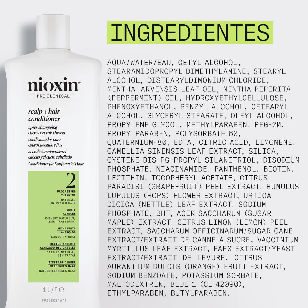 Condicionador Nioxin Cabelo Natural com Afinamento Avançado Sistema 2 1000 ml