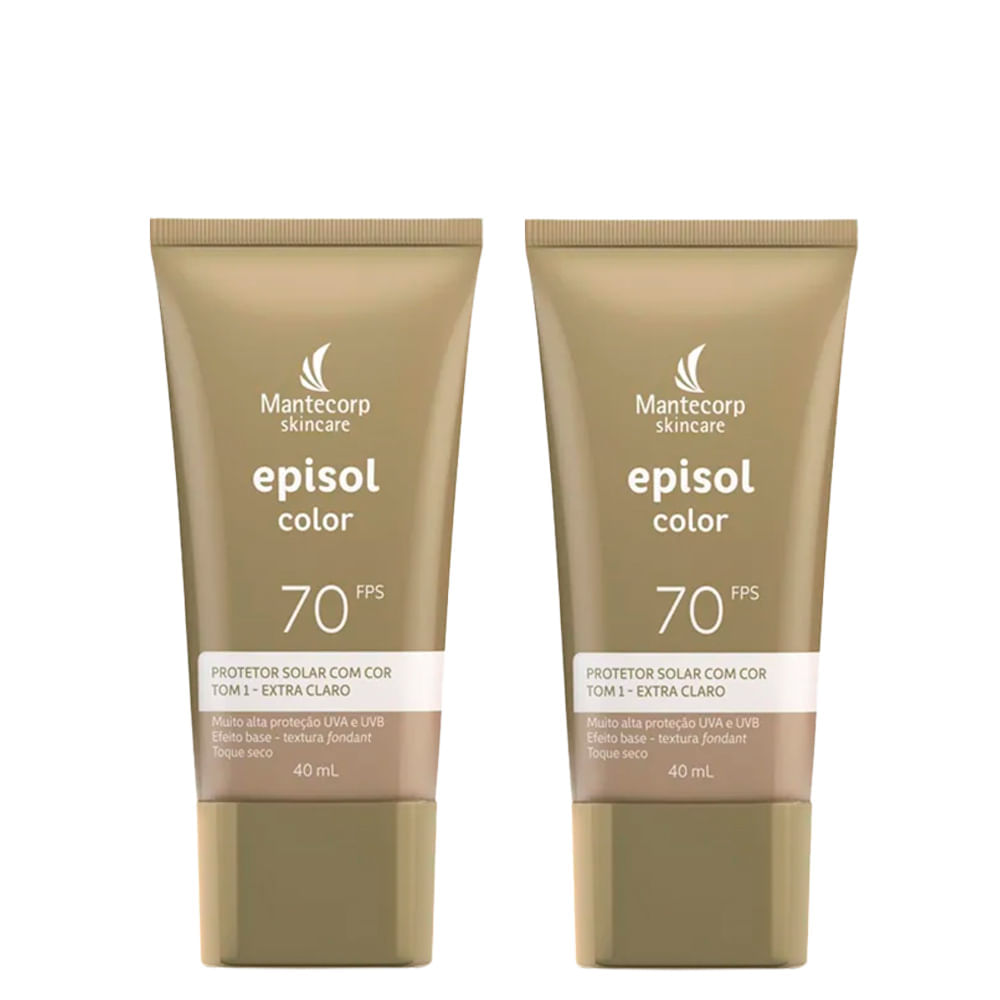 Kit 2 Mantecorp Episol Color Protetor Solar Facial 1-extra Cl Fps70 40ml