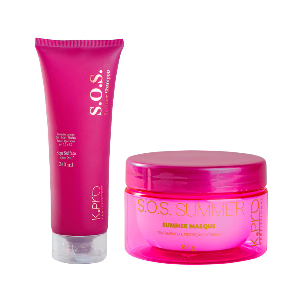 Kit K-Pro Profissional S.O.S Summer Shampoo 240ml + Máscara 165g