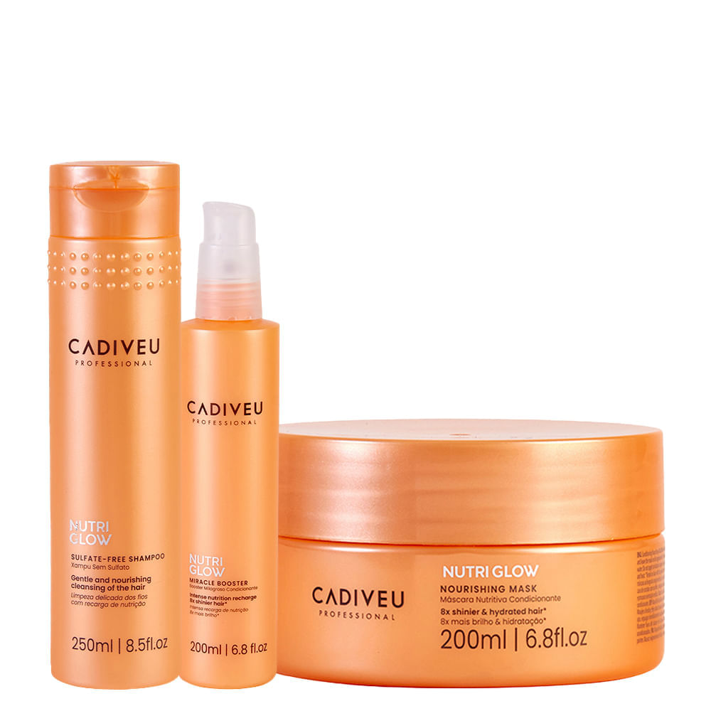 Kit Tratamento 3 Passos Nutrição Intensa Cadiveu Professional Nutri Glow Booster Milagroso+shampoo+máscara