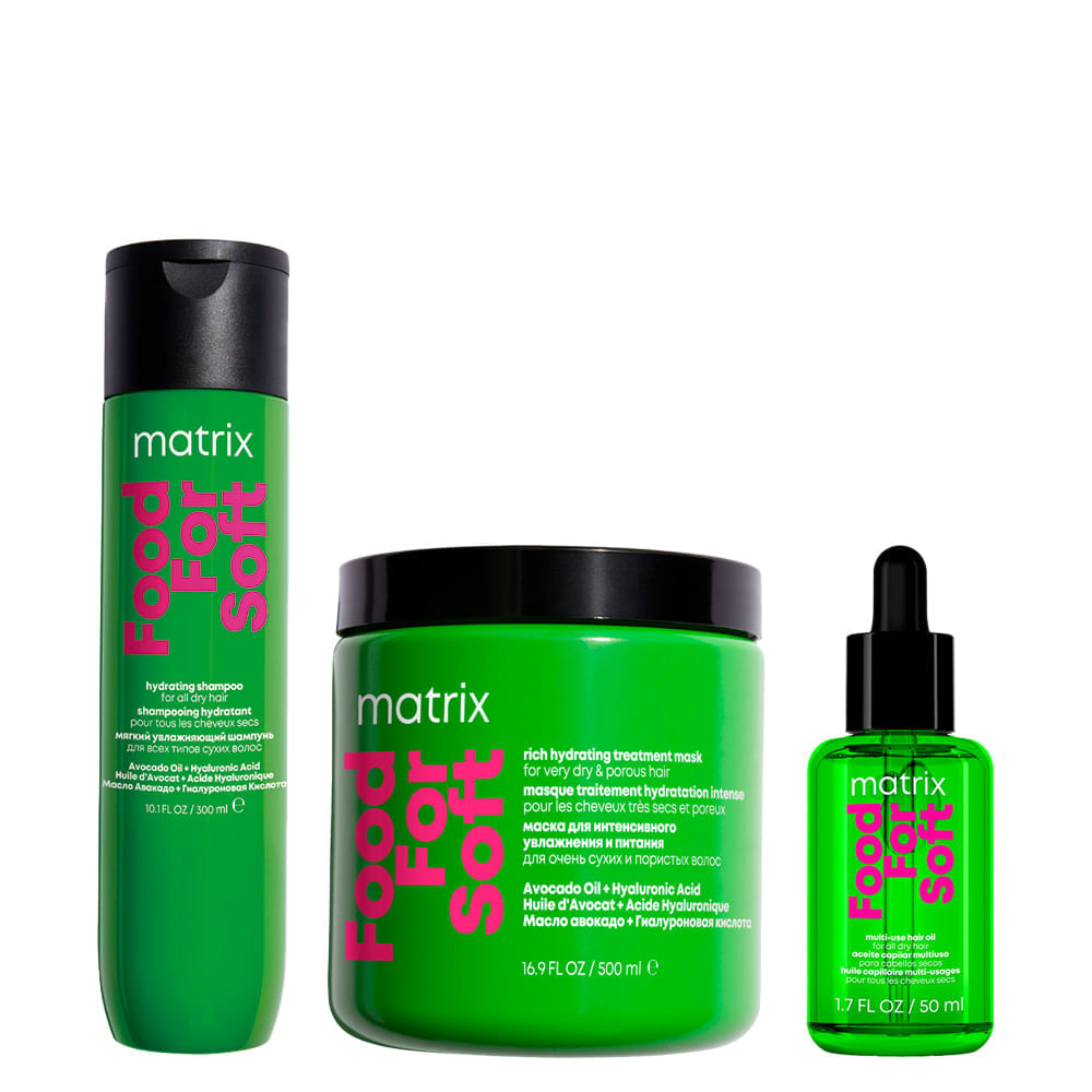 Kit Matrix Food For Soft Shampoo 300ml + Máscara 500ml + Óleo 50ml