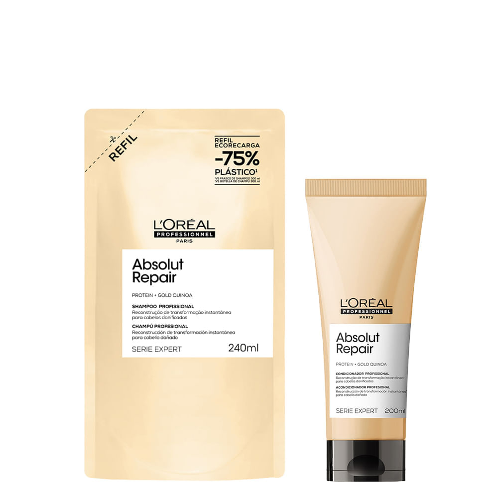 Kit L'oréal Professionel Serie Expert Absolut Repair Gold Quinoa Shampoo 240ml + Condicionador 200ml